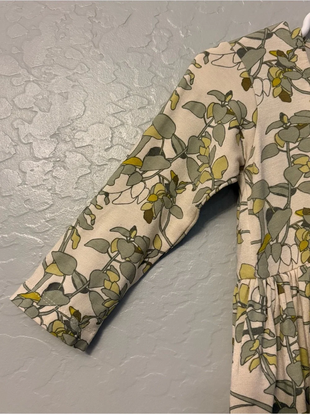 Kate Quinn the woods leaf print long sleeve modal ballerina bubble 12-18 months